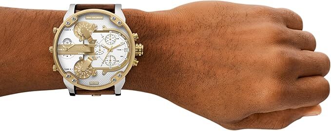 萬年鐘錶 - Diesel  大錶徑極致霸氣多時區皮革錶帶男錶 DZ7483 錶徑57MM