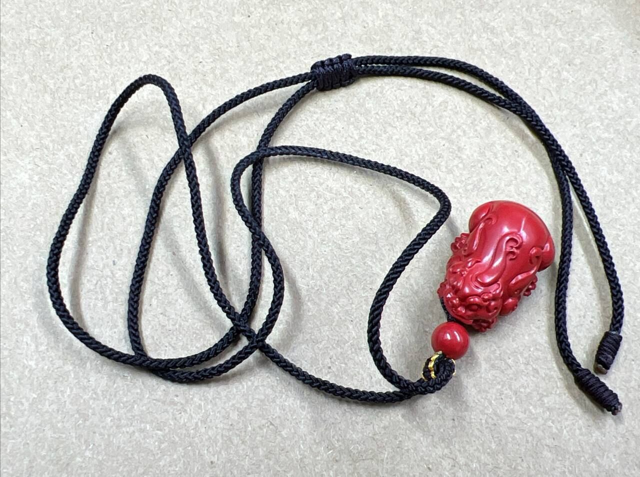[S] GEMZ & CO CINN Cinnabar pixiu string necklace, C93 (C93)