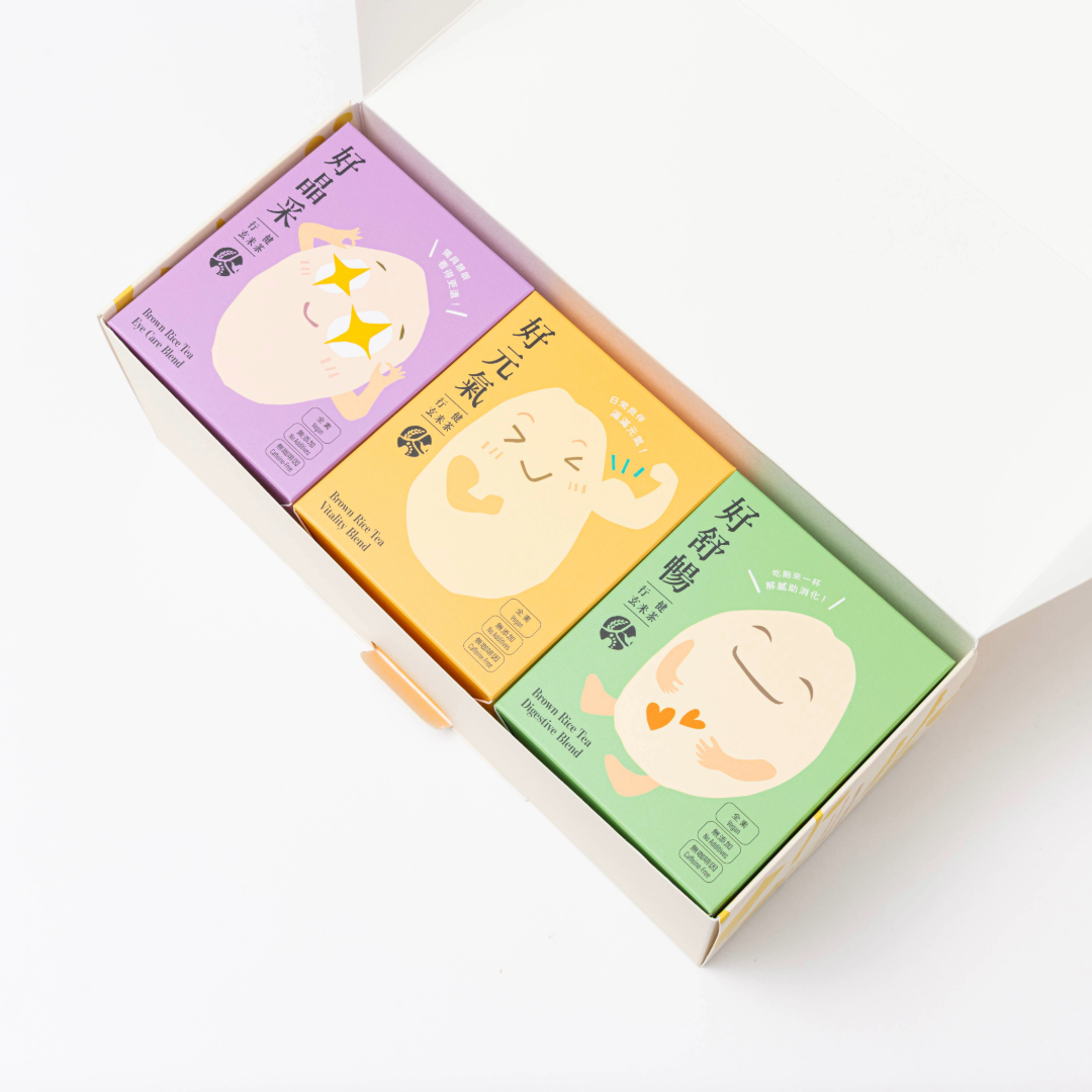 行健玄米茶全系列風味禮盒(好元氣+好晶采+好舒暢)｜無咖啡因玄米茶｜8入x3盒