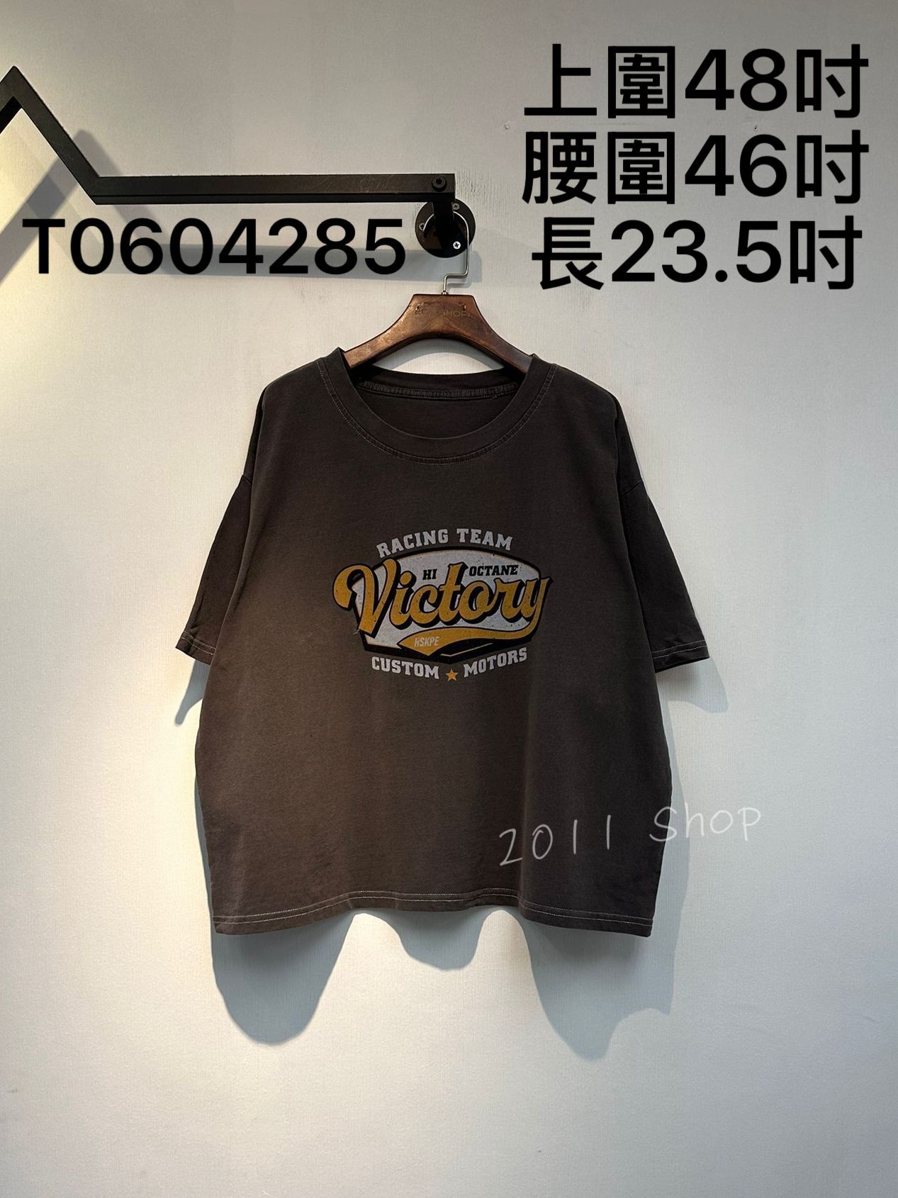 出口日本美式復古賽車標誌印花T恤  上圍48吋 腰圍46吋 長23.5吋  T0604285