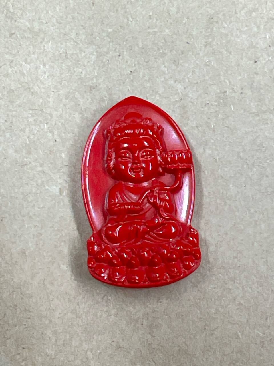 [S] GEMZ & CO CINN CINNABAR BODHISATTVA PU SA CARVING PENDANT, C102 (C102)
