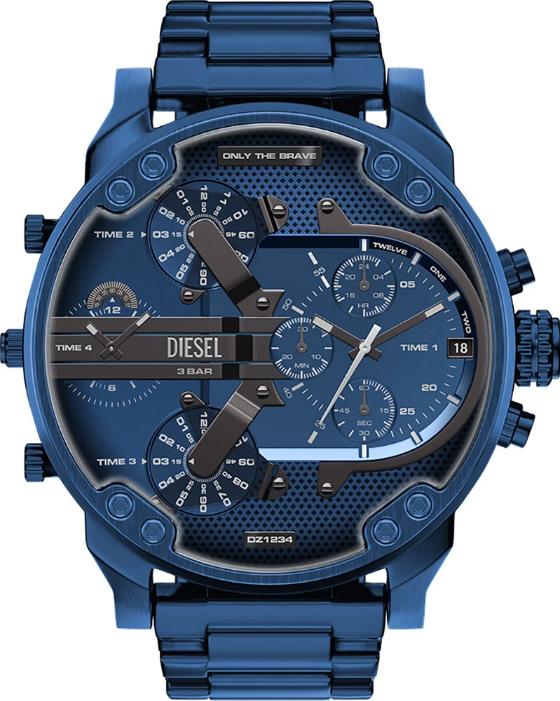 萬年鐘錶 - Diesel  藍色大錶徑極致霸氣多時區男錶 DZ7496 錶徑57MM