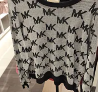 [S] MICHAEL KORS BLACK LOGO JACQUARD KNIT SWEATER, JR661DMKH2-BLACK (SMK1436)