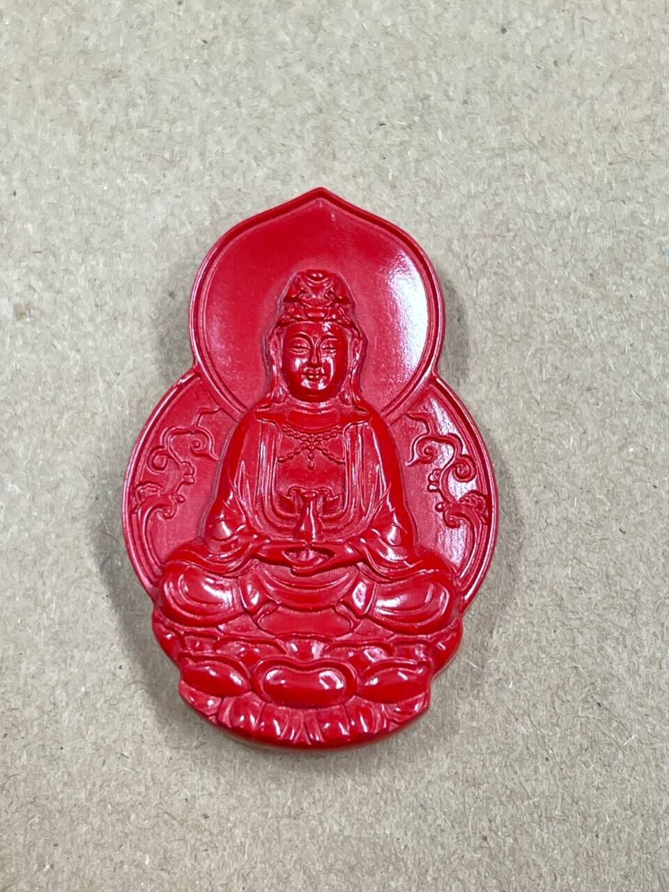 [S] GEMZ & CO CINN Cinnabar guan yin carving pendant, C110 (C110)