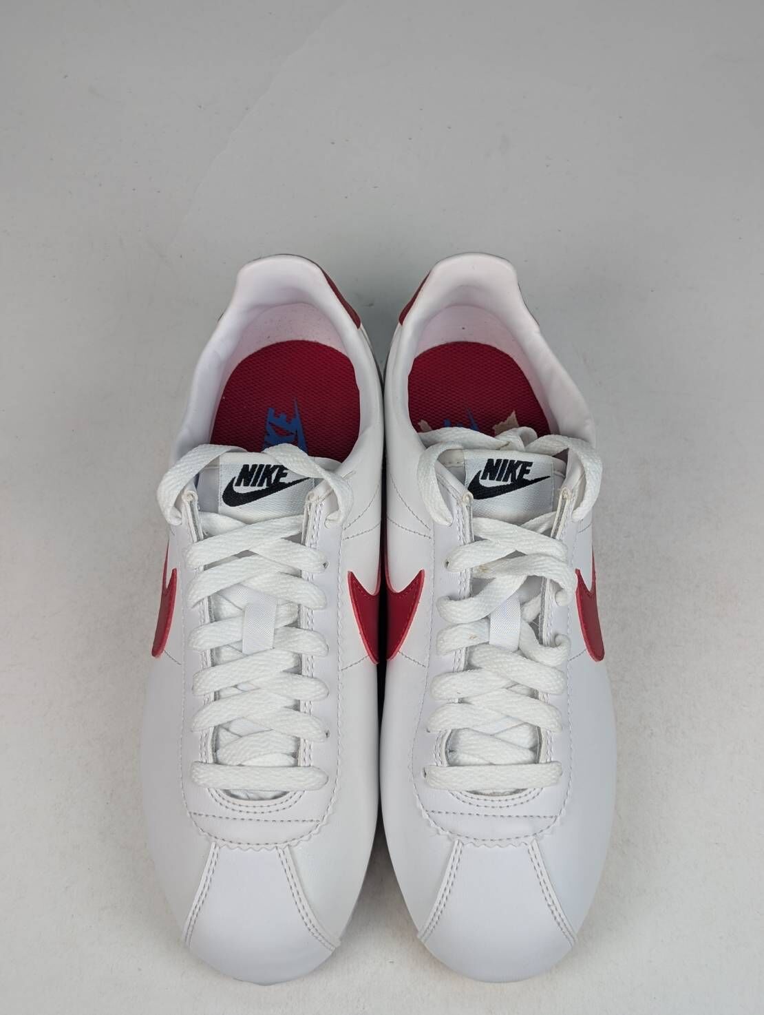 微瑕疵-左右腳鞋面色差左腳鞋帶鞋底泛黃 807471-103 W7 NIKE Wmns Classic Cortez Leather 男女鞋阿甘 白黑紅 阿甘 皮革