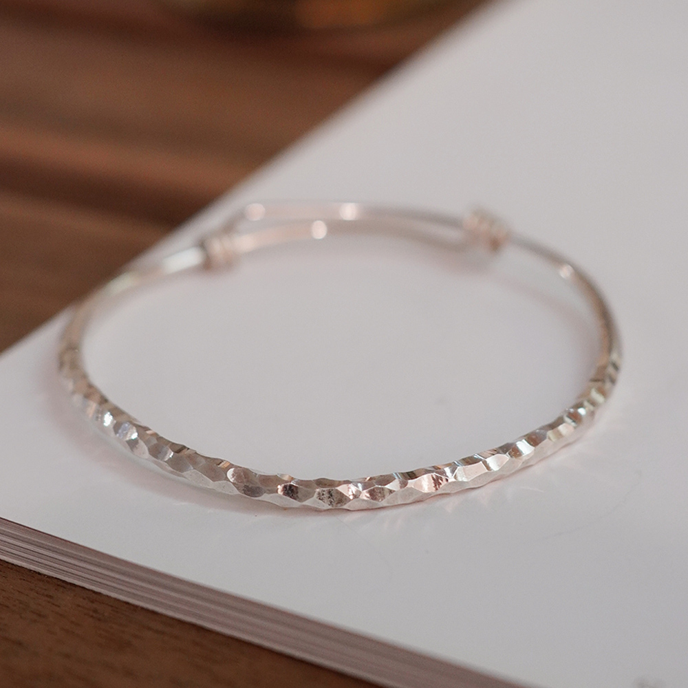 閣樓光影純銀手環/SB090| 可調式手鐲 情人節禮物 鍛敲手工手鐲  母親節禮物 職人手工