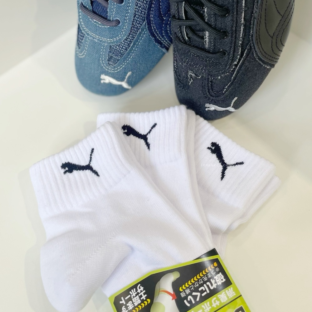 PUMA 全白 中筒襪 除臭 抗撕裂 襪子 三雙一組