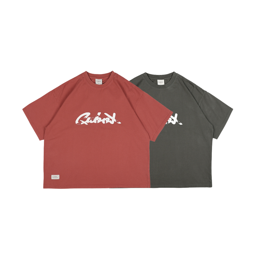 Cubox 侵蝕拼布LOGO水洗短Tee 2色