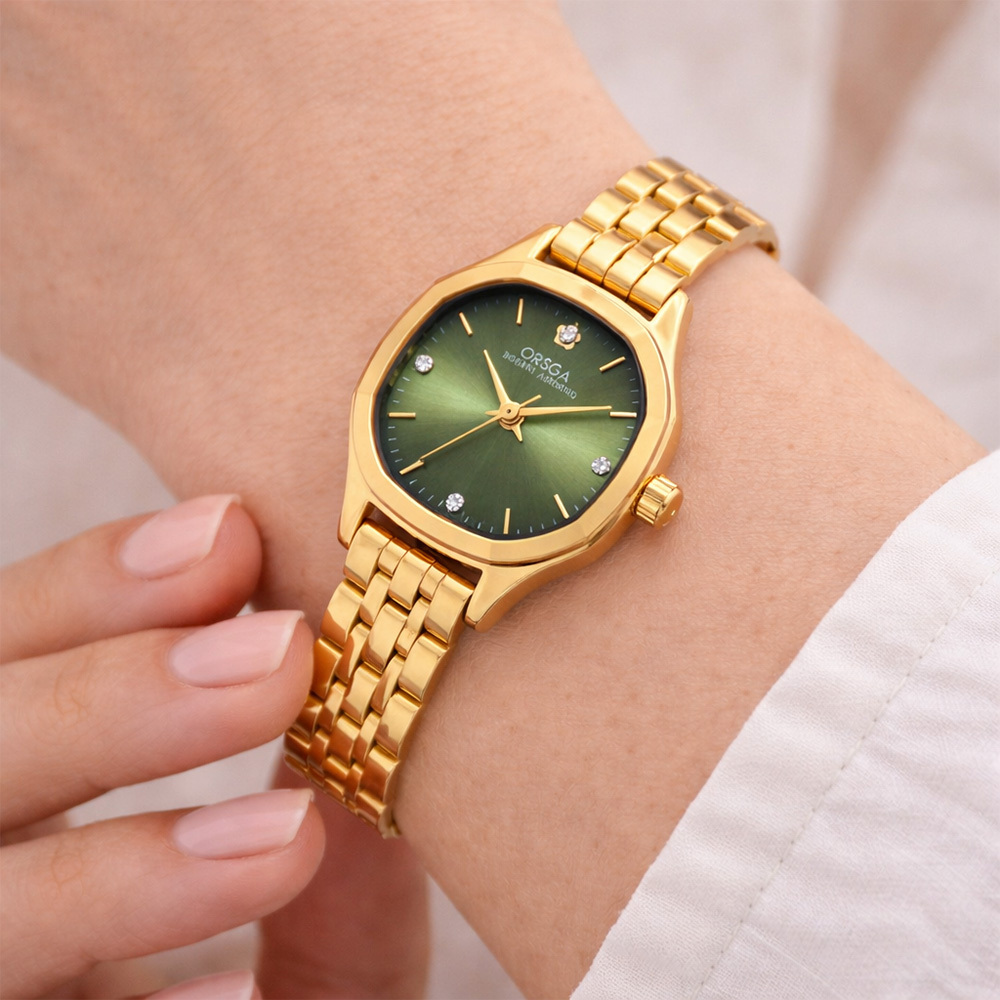 【ORSGA歐格世家】 1391L 晶鑽錶圈 復古小方錶 氣質 鋼帶 手錶