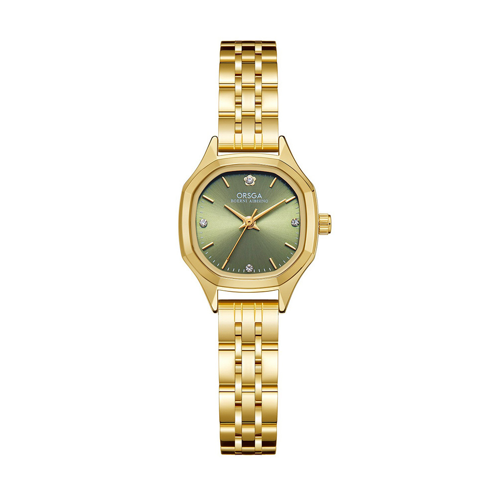 【ORSGA歐格世家】 1391L 晶鑽錶圈 復古小方錶 氣質 鋼帶 手錶