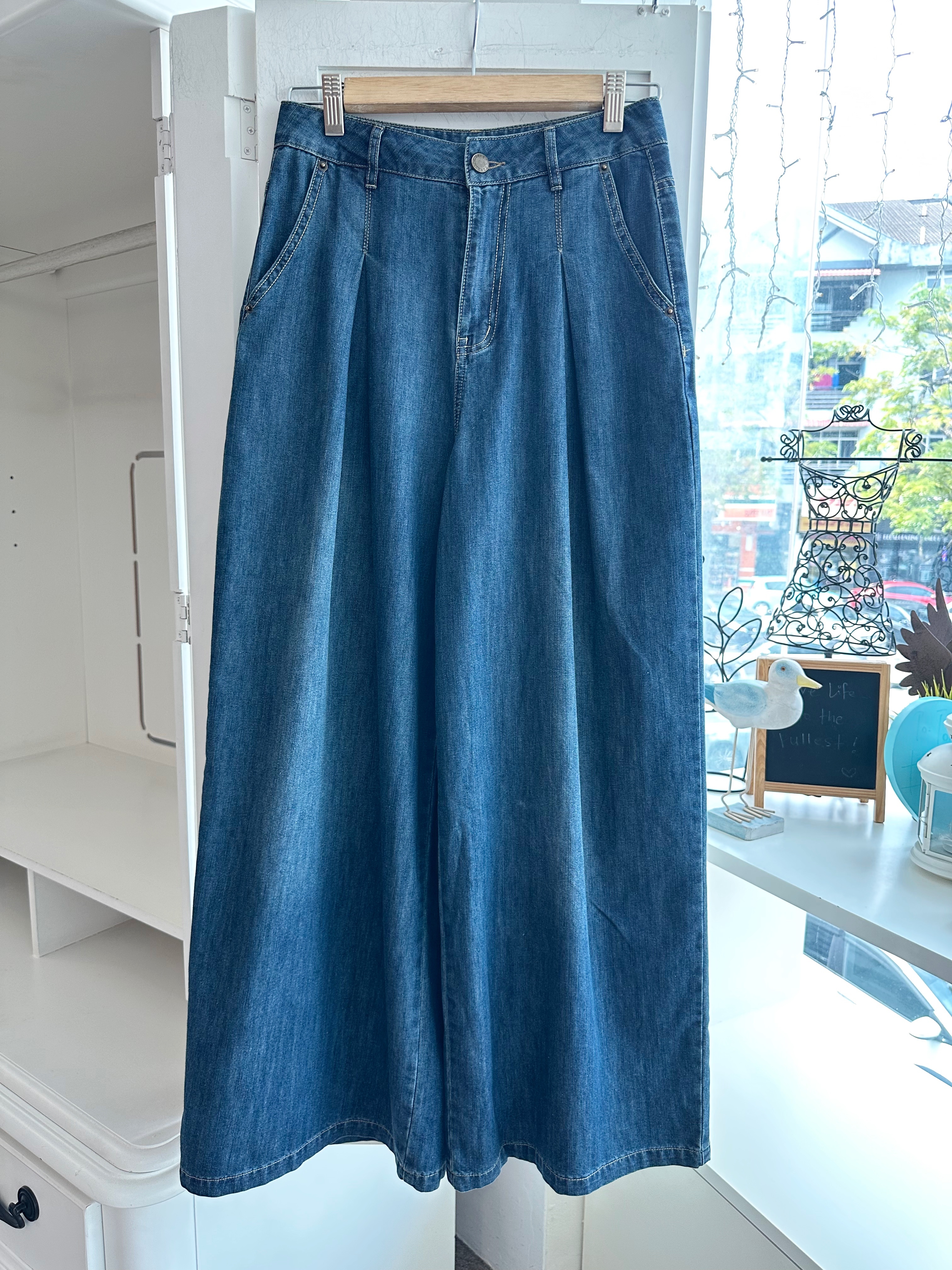 HIGH WAISTED SOFT DENIM LONG PANT