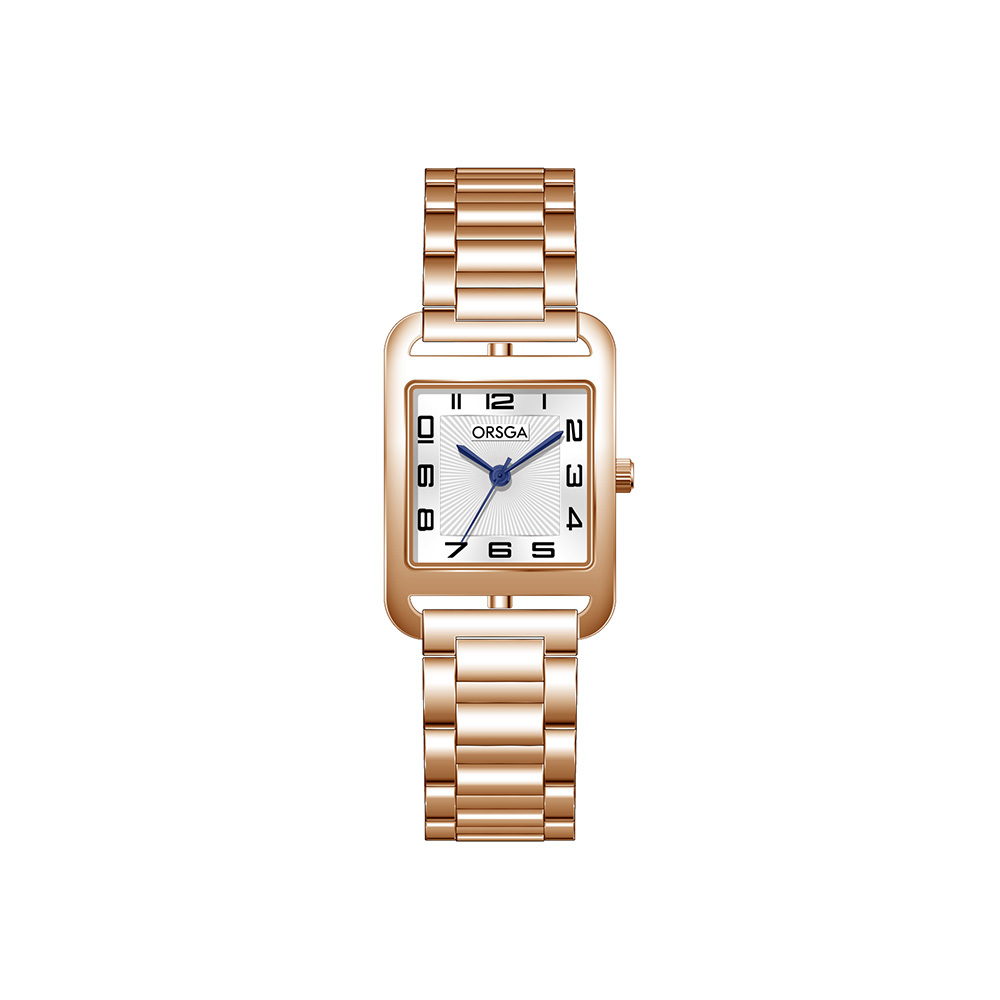 【ORSGA歐格世家】 1786L 經典方形 數字 質感 玫瑰金 手錶