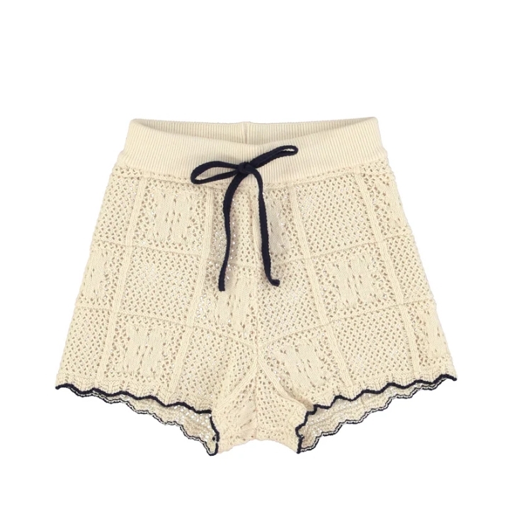 Bebe Organic 波西米亞風鏤空針織撞色蝴蝶結短褲 Elina Shorts - SS26 Natural Lace Kit