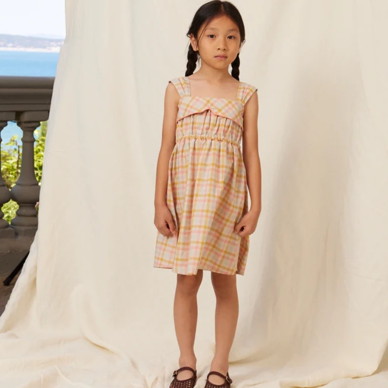 Bebe Organic 粉調格紋後釦無袖洋裝 Camille Strap Dress - SS26 Sweet Checks