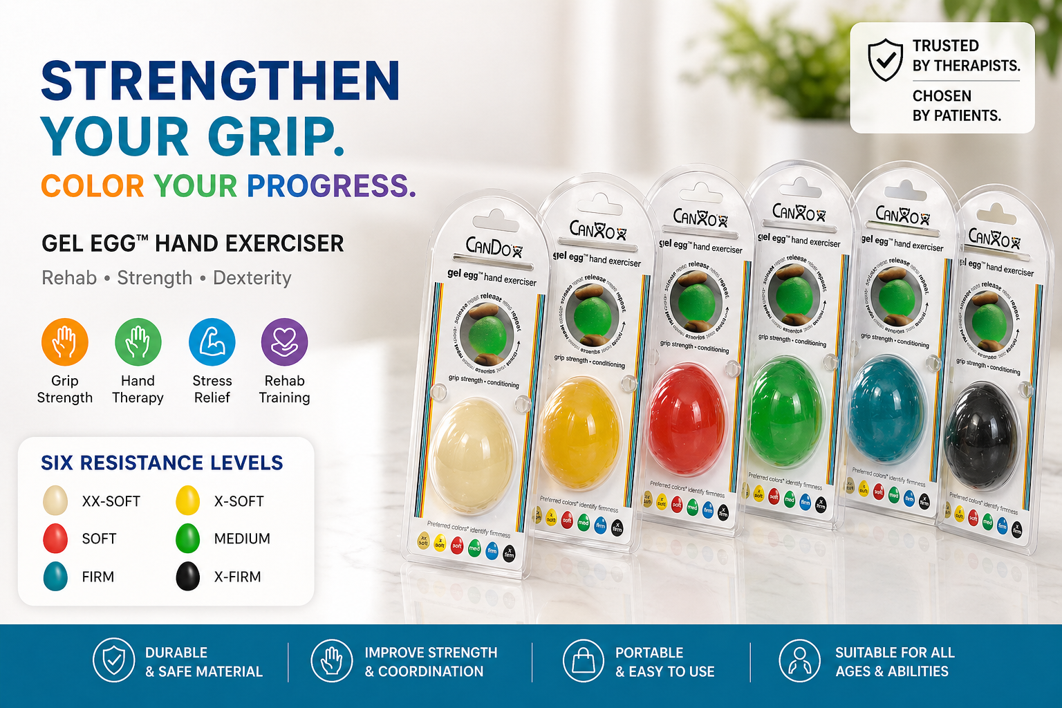 CanDo Gel Squeeze Ball 啫喱握力球 (圓型/蛋型）