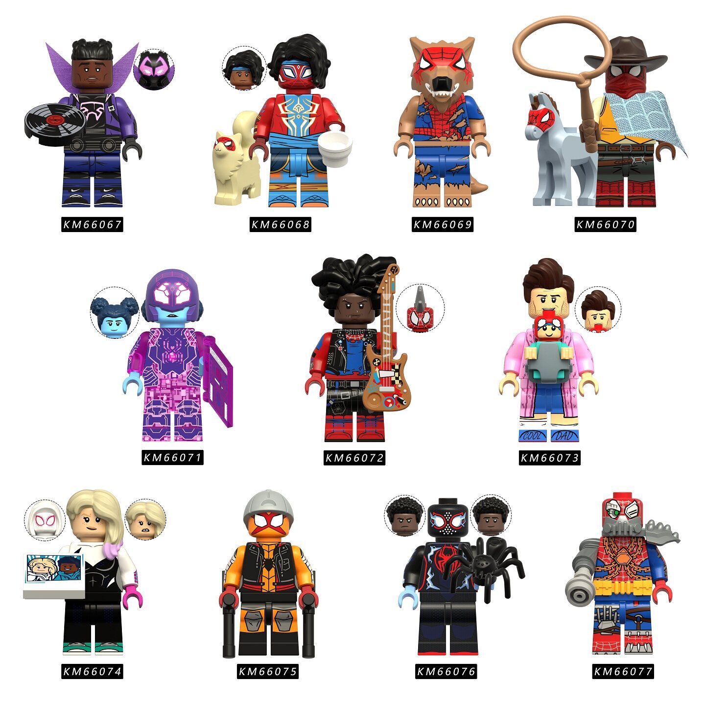 Spider-Man Custom Minifigures Set Fit Lego KM66067-KM66077
