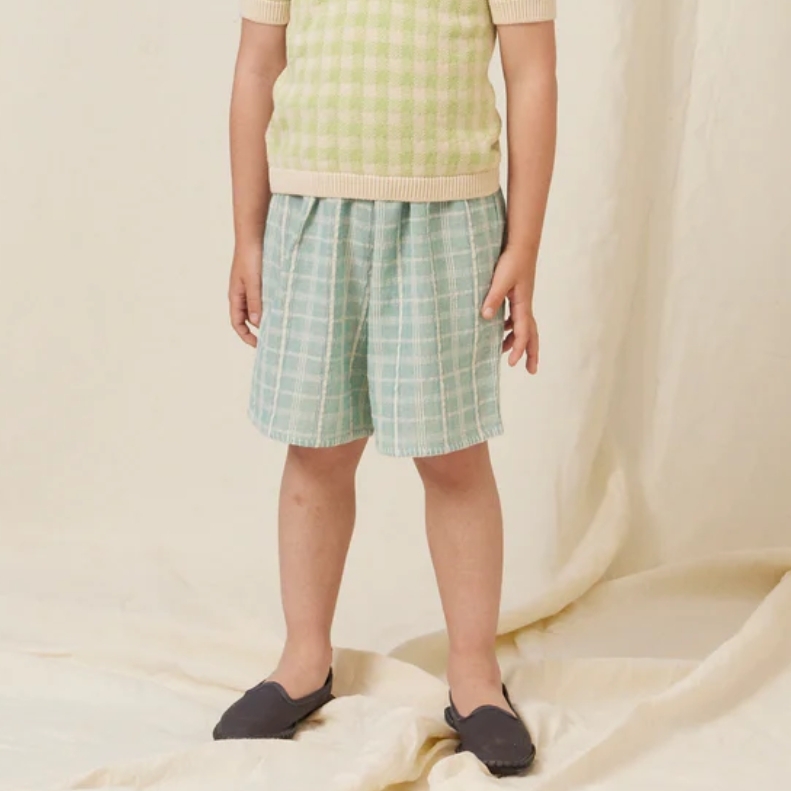 Bebe Organic 藍調格紋短褲 Mathias Short - SS26 Rustic Atlantic