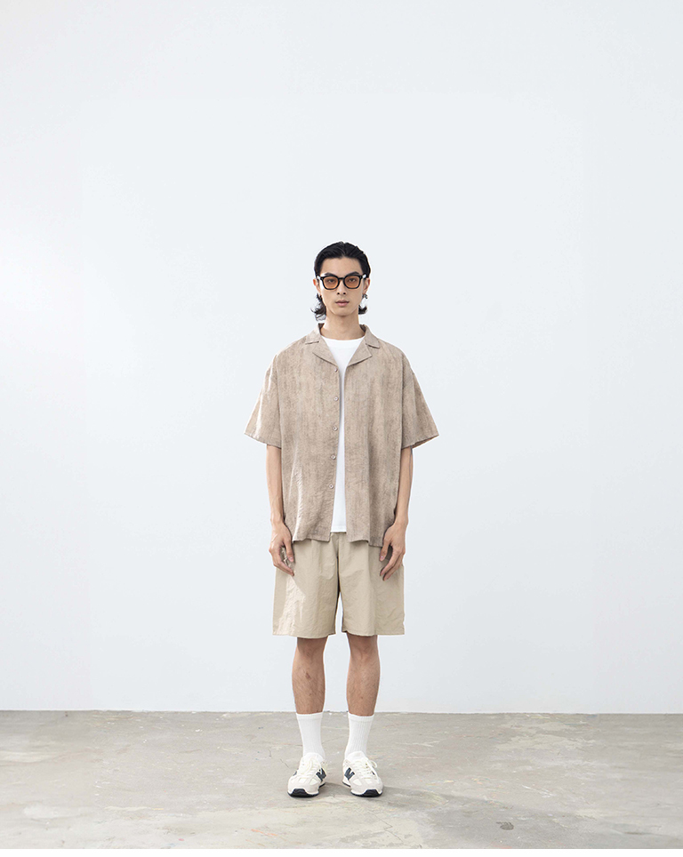 Men's Cuban Collar Tie-Dye Short-Sleeve Shirt - Khaki S/M/L/XL【01025756】in stock+pre-order