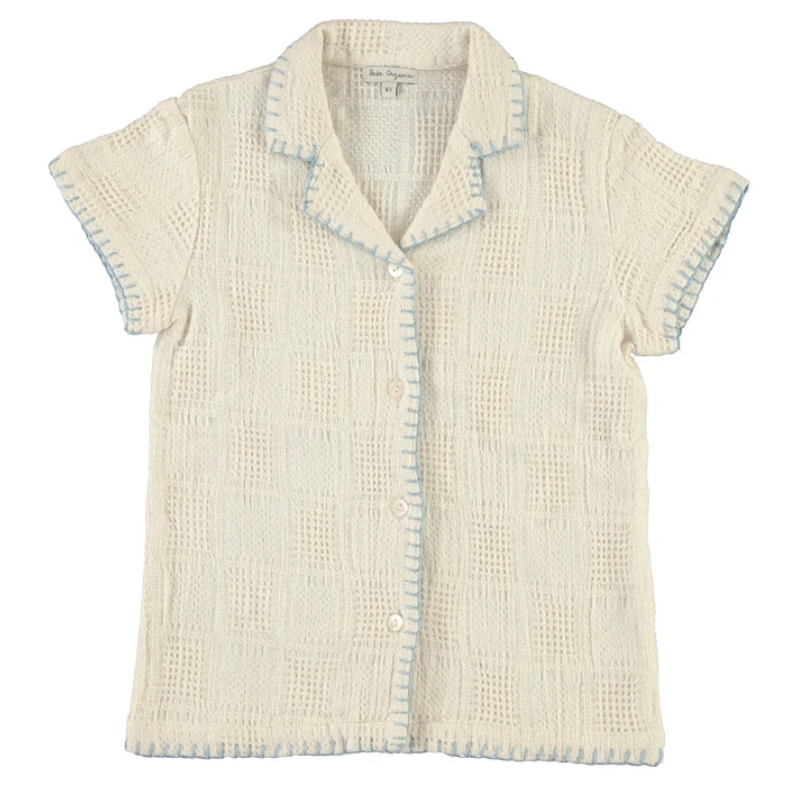 Bebe Organic 格紋滾邊襯衫 Sky Shirt - SS26 Natural Squares
