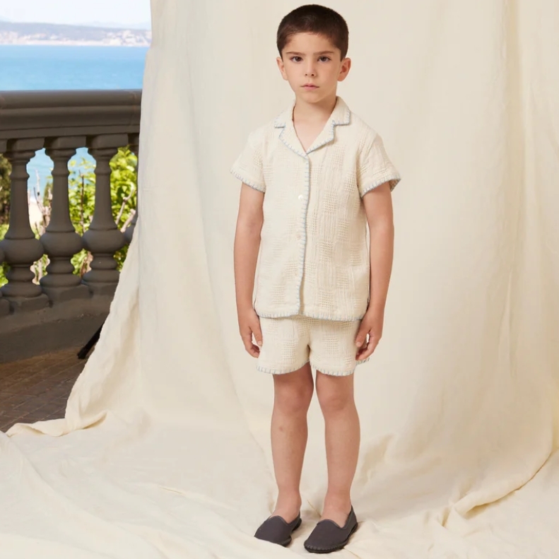 Bebe Organic 格紋滾邊襯衫 Sky Shirt - SS26 Natural Squares