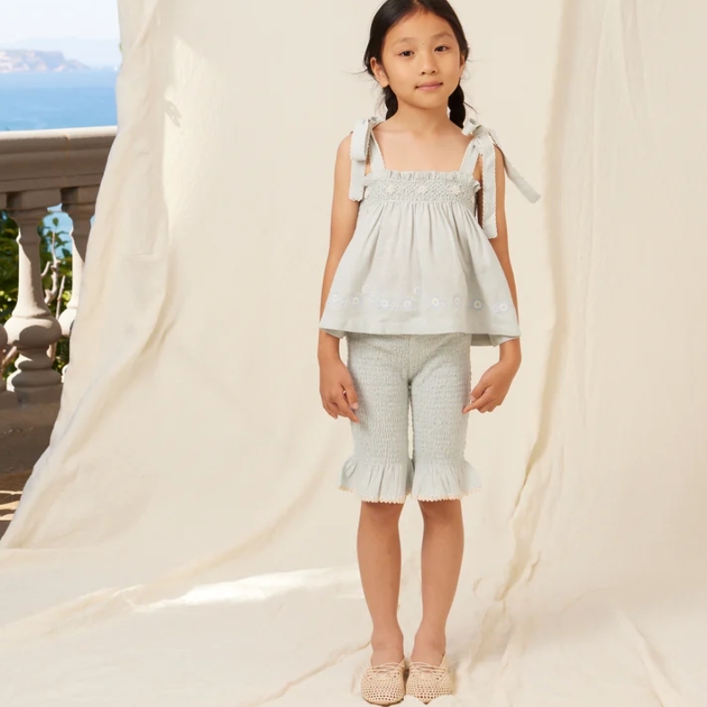 Bebe Organic 褶皺荷葉邊短褲 Maya Smocked Shorts - SS26 Cloud Blue