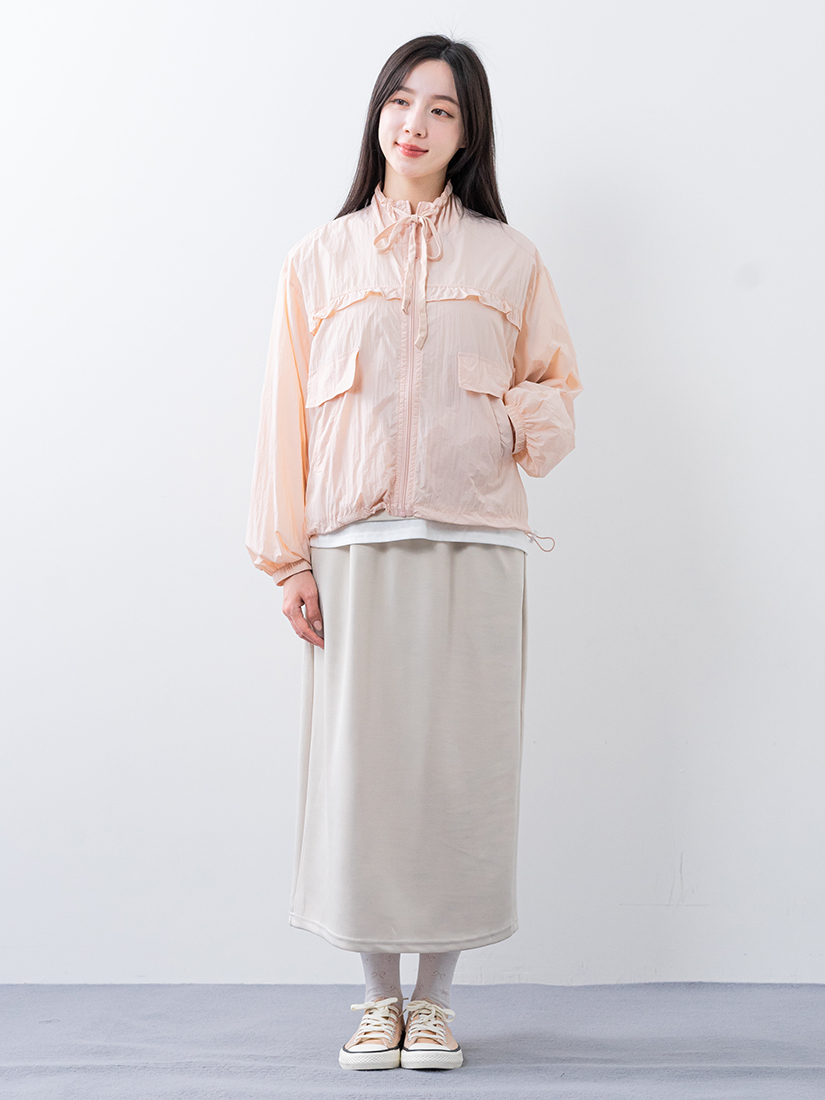 荷葉邊輕薄外套空氣棉仿兩件式成套組組合