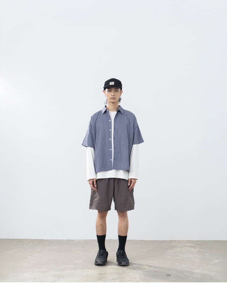 Men's Classic Plaid Embroidered Letter Short-Sleeve Shirt - BlUE M/L/XL【01025812】in stock+pre-order