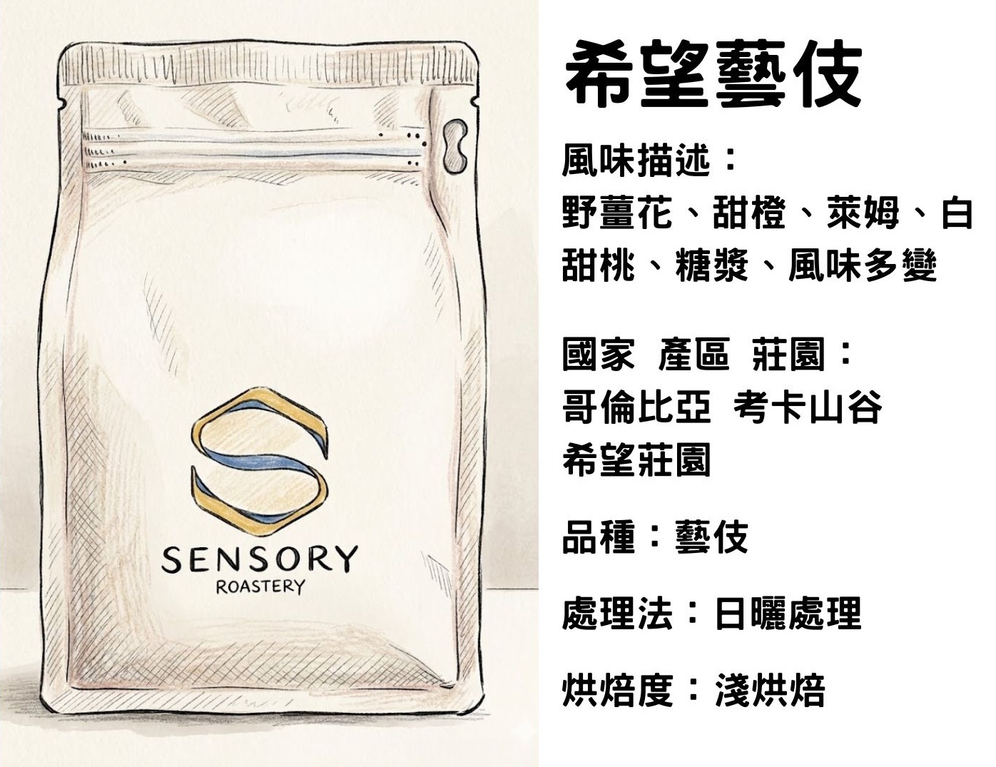 希望藝伎｜哥倫比亞｜淺焙｜日曬｜藝伎