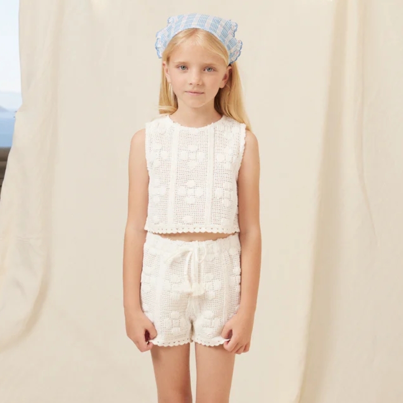 Bebe Organic 鏤空點繪花朵後綁帶無袖上衣 Inez Top - SS26 Dreamy Natural Blooms