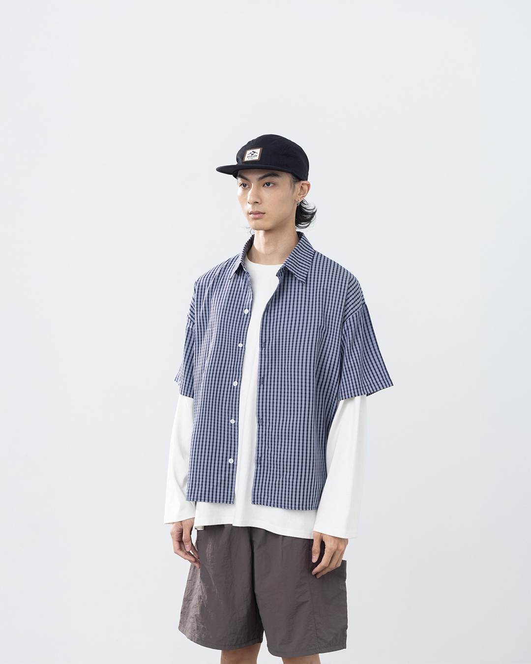 Men's Classic Plaid Embroidered Letter Short-Sleeve Shirt - BlUE M/L/XL【01025812】in stock+pre-order