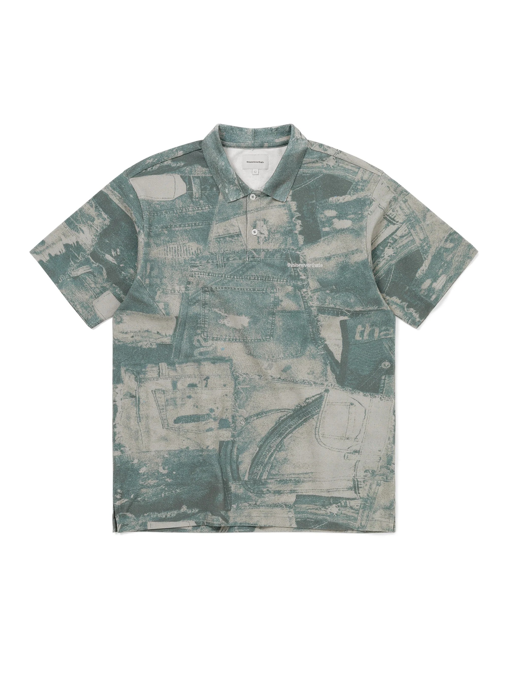 -(E2b01)-THISISNEVERTHAT T-LOGO S/S JERSEY POLO 短袖 POLO衫 刺繡LOGO 牛仔拼接/黑色-TN261TTSPS01