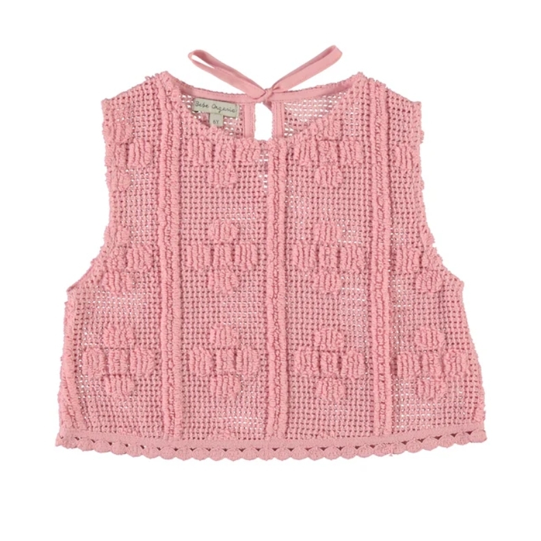 Bebe Organic 鏤空點繪花朵後綁帶無袖上衣 Inez Top - SS26 Dreamy Pink Blooms