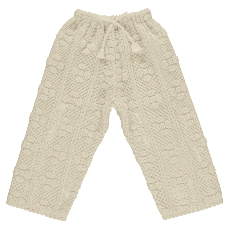 Bebe Organic 鏤空點繪花朵流蘇綁帶長褲 Inez Pants - SS26 Dreamy Natural Blooms