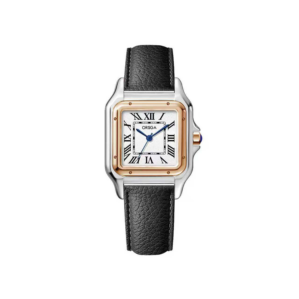 【ORSGA歐格世家】1668L  復古方形 羅馬字 撞色 皮革 手錶