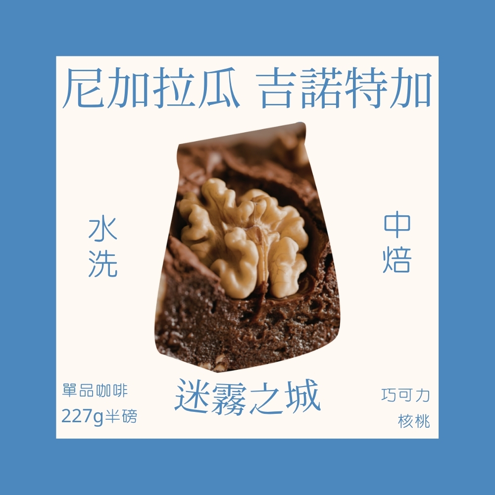 中焙｜尼加拉瓜 迷霧之城 咖啡豆 (半磅) | 吉諾特加 水洗處理法 | 巧克力 核桃 風味｜暖窩咖啡