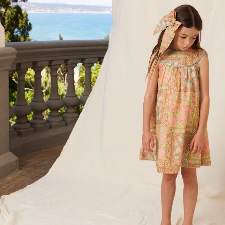 Bebe Organic 復古花卉圖騰無袖洋裝 Claire Dress - SS26 Floral Patchwork