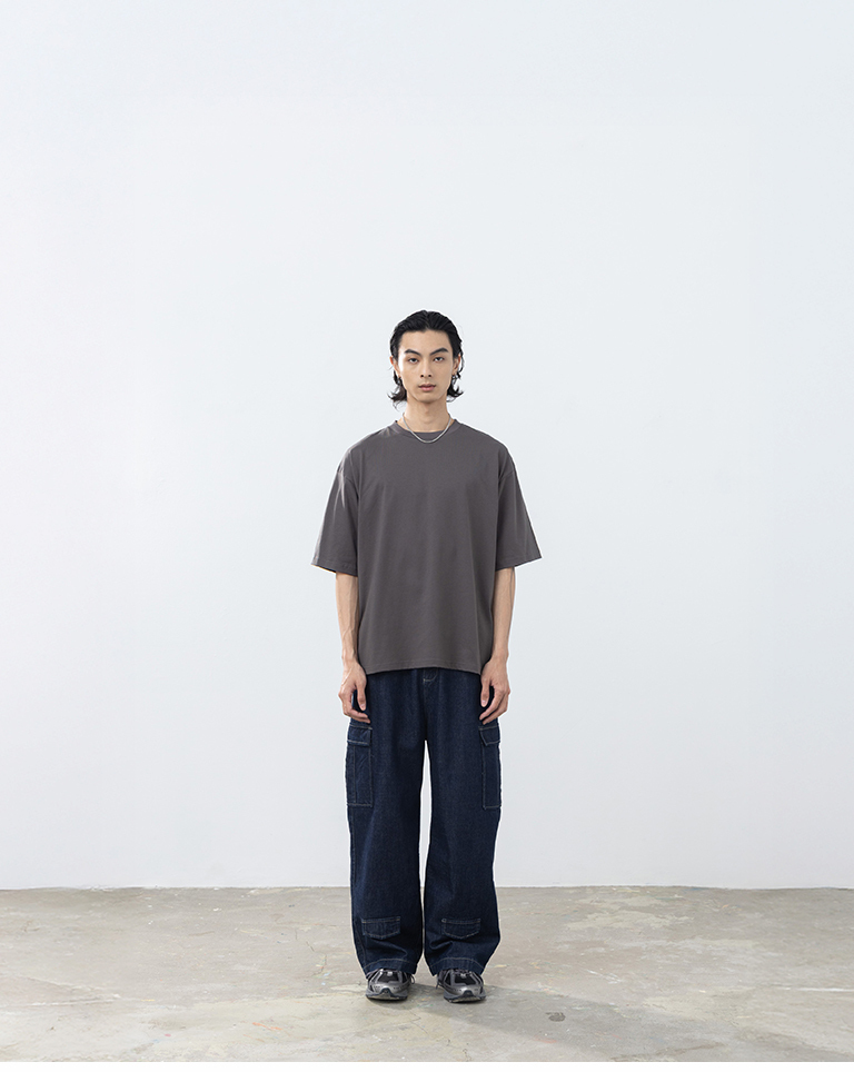 Men's Basic Plain Crew Neck Short-Sleeve Top - Dark Gray S/M/L/XL【01190359】in stock+pre-order