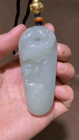 414733 和田玉籽料龍鳳呈祥手把件