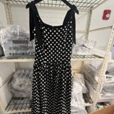 [S] KARL LAGERFELD BLACK/SOFT WHITE BOW STRAP POLKA DOT MIDI DRESS, LD6SBN30-XSF (SKL1615)