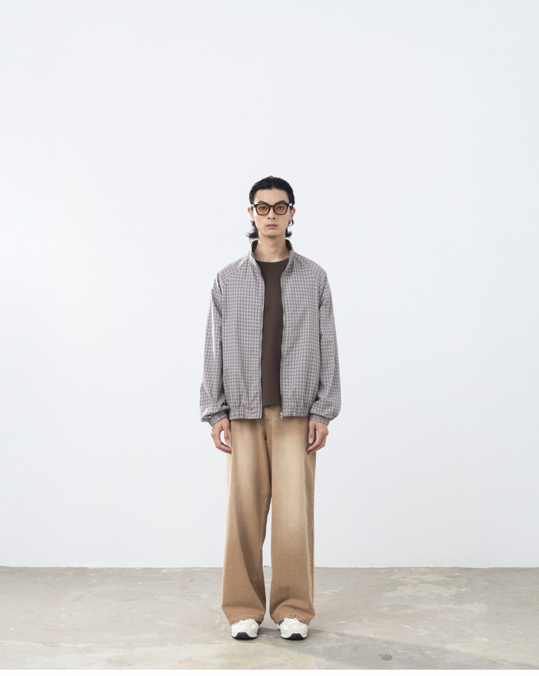 Men's Classic Plaid Stand Collar Jacket - GreyM/L【02071703】in stock+pre-order