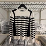 [S] KARL LAGERFELD SOFT WHITE/BLACK LONG SLEEVE STRIPED LOGO SWEATER, L6TSSB74-S8W (SKL1619)