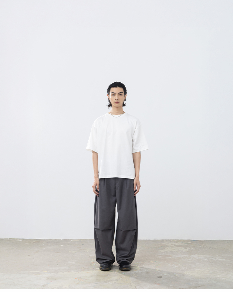 Men's Wide-Leg Suit Trousers with Pleated Design - Dark Gray S/M/L/XL【04030520】in stock+pre-order