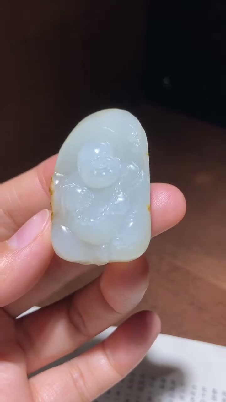 414736 和田玉獨籽彌勒佛掛件