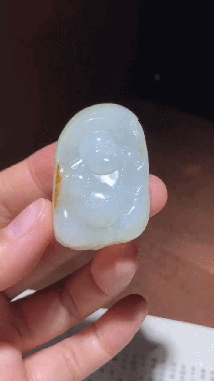 414736 和田玉獨籽彌勒佛掛件