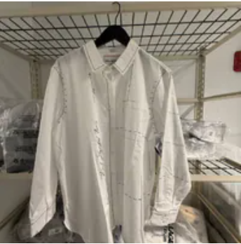 [S] KARL LAGERFELD WHITE POLO LONG SLEEVE PATTERN PRINT, L6TA0B65-WHT (SKL1631)