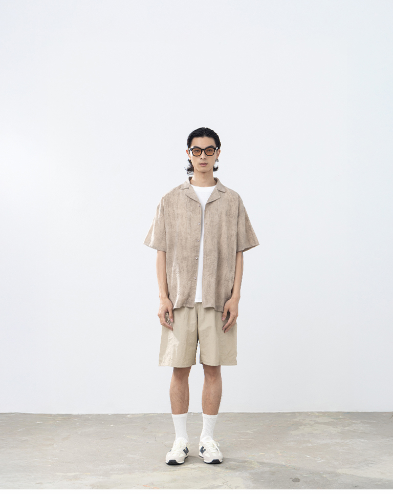 Men's Cut-Out Pocket Design Brush Shorts - Khaki【04130324】in stock+pre-order