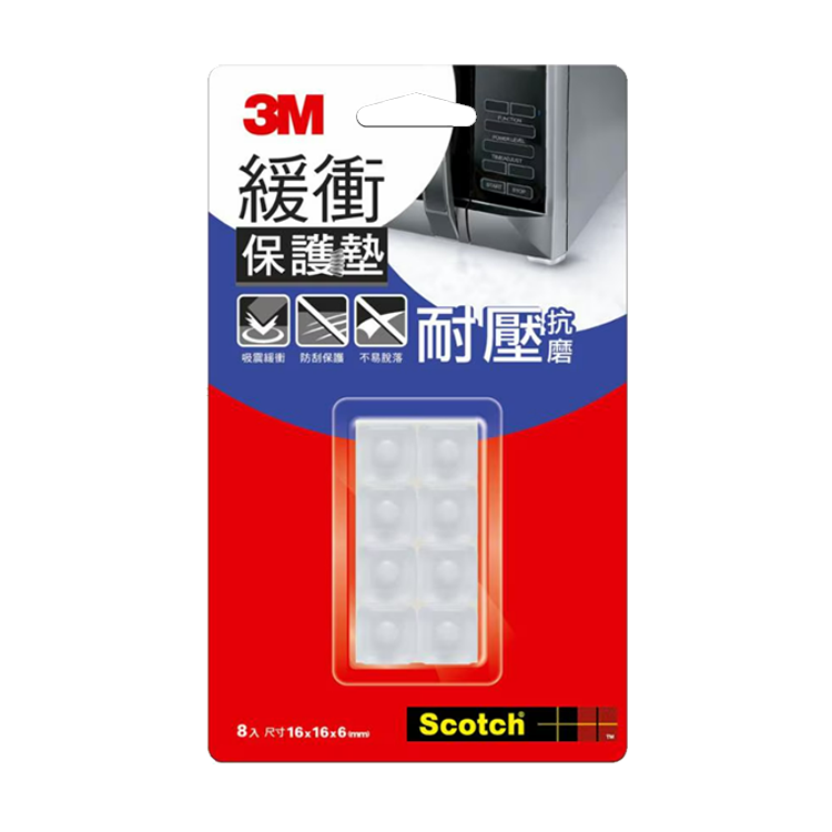 【3M】緩衝保護墊16/10mm(透明8/12入)-方/圓型 透明 保護墊 方型 安全 保護 防護 緩衝
