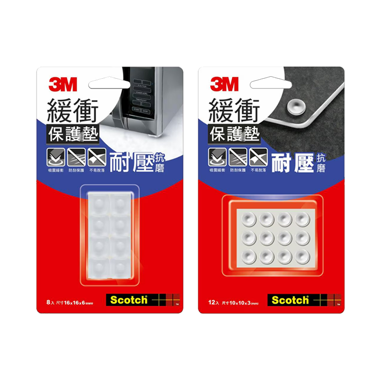 【3M】緩衝保護墊16/10mm(透明8/12入)-方/圓型 透明 保護墊 方型 安全 保護 防護 緩衝