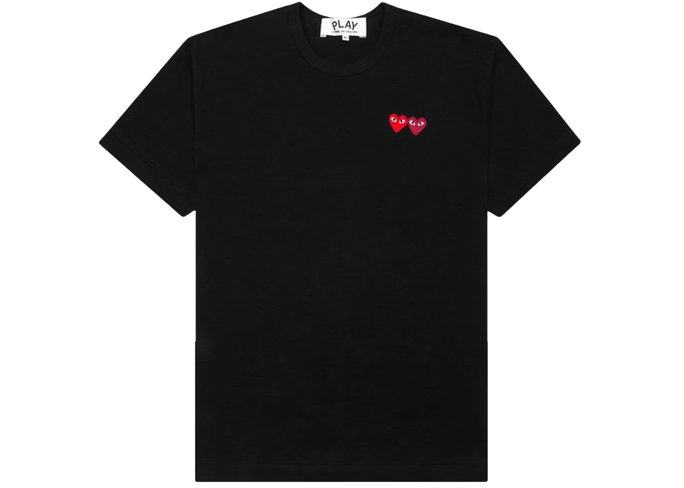 CDG PLAY Double Heart Tee Black AZT226M8-530
