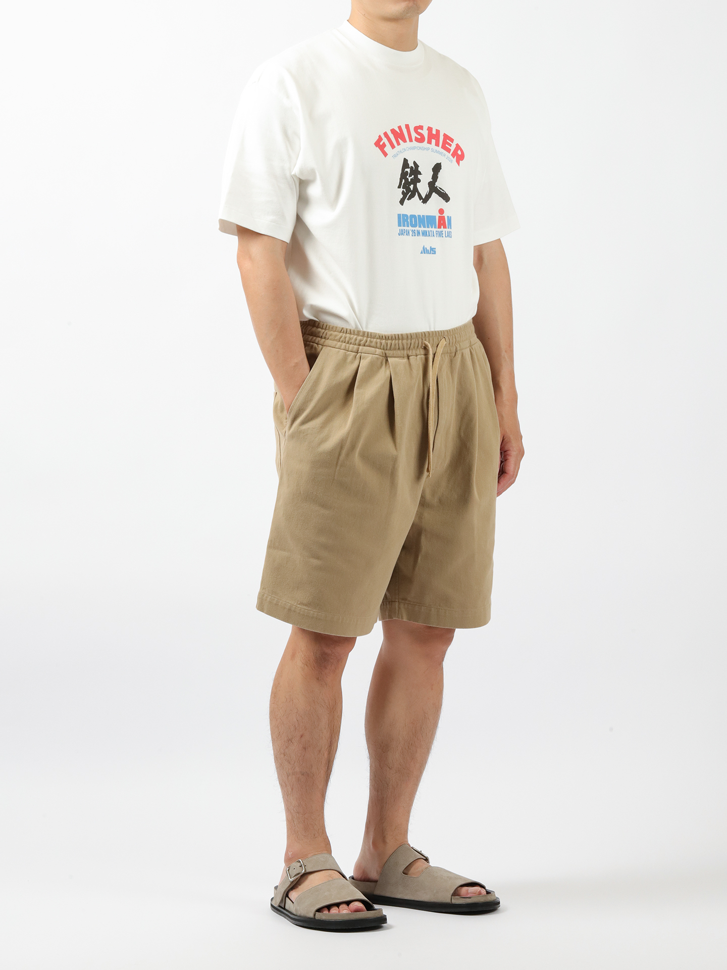 AWASA Hard Twist Cotton Twill Wide Easy Shorts